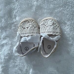 White Crochet Baby Shoes